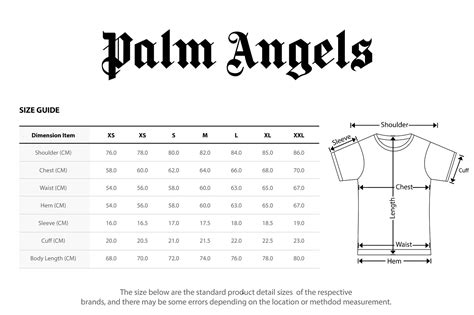 palm angels tree shirt|palm angels shirt size chart.